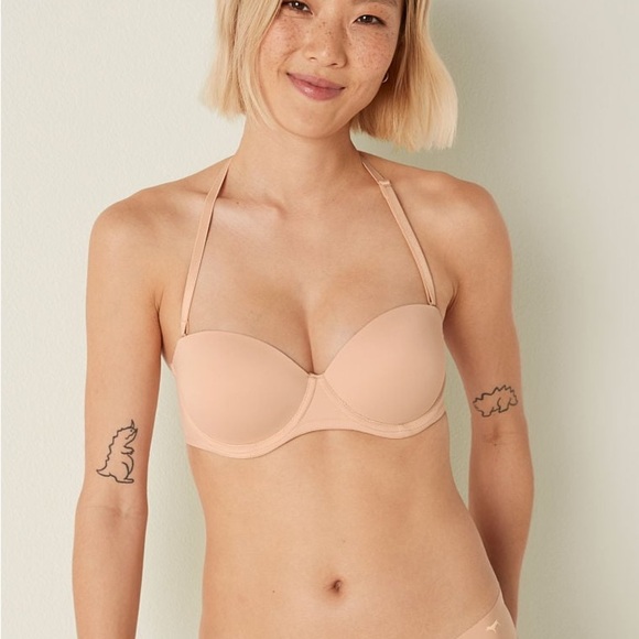Victoria’s Secret Pink Wear Everywhere Strapless Push Up Bra 36D Nude Beige - Picture 8 of 11